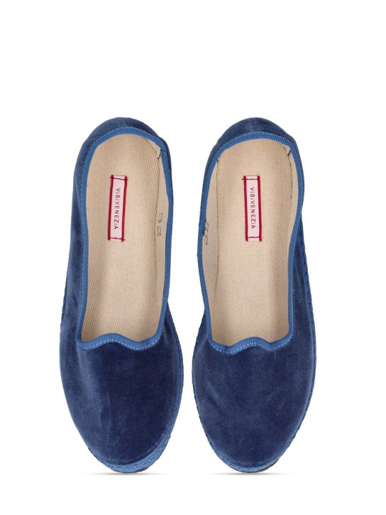 Vibi Venezia: Cotton velvet loafers - Blue - kids-boys_1 | Luisa Via Roma