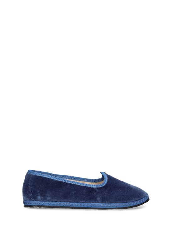 Vibi Venezia: Cotton velvet loafers - Blue - kids-girls_0 | Luisa Via Roma