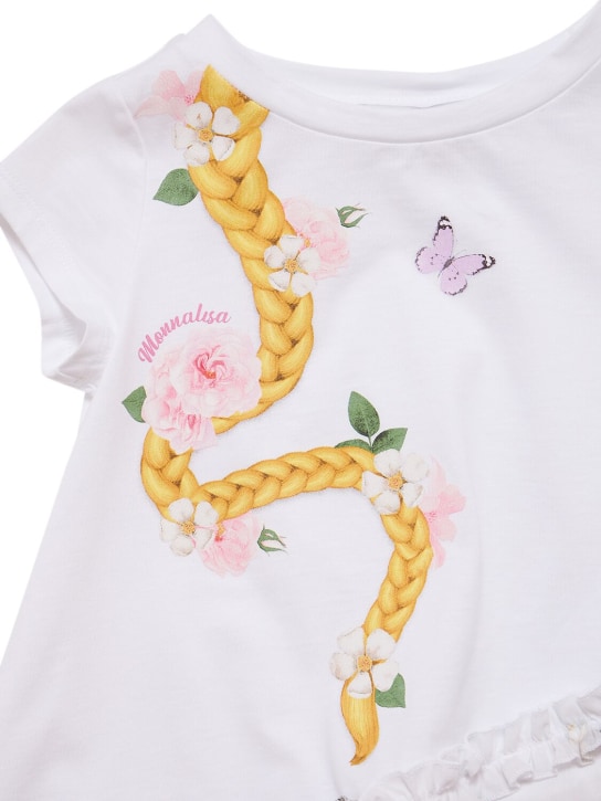 Monnalisa: T-Shirt aus Baumwolljersey mit Druck - Weiß - kids-girls_1 | Luisa Via Roma