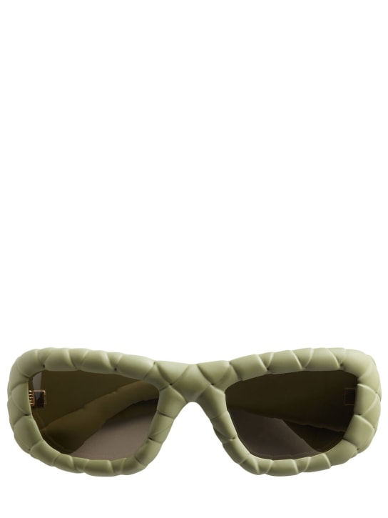 Bottega Veneta: Gafas de sol rectangulares - Verde - women_0 | Luisa Via Roma