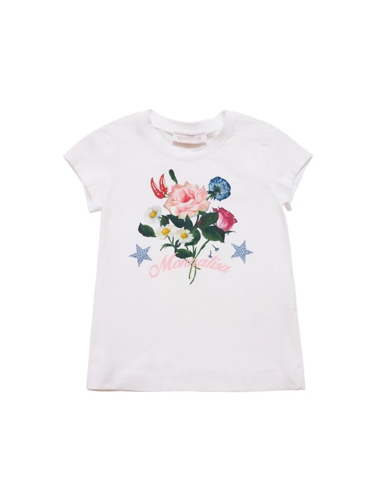 Monnalisa: Printed cotton blend jersey t-shirt - Beyaz - kids-girls_0 | Luisa Via Roma
