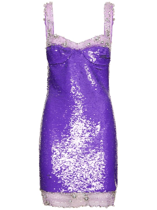 Patbo: Robe courte ornée de sequins - Violet - women_0 | Luisa Via Roma