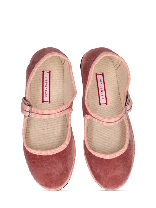 Vibi Venezia: Cotton velvet Mary Jane loafers - Pink - kids-girls_1 | Luisa Via Roma