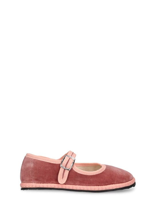 Vibi Venezia: Cotton velvet Mary Jane loafers - Pink - kids-girls_0 | Luisa Via Roma
