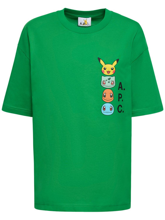 A.P.C.: T-shirt en coton biologique A.P.C. x Pokémon - Vert - women_0 | Luisa Via Roma
