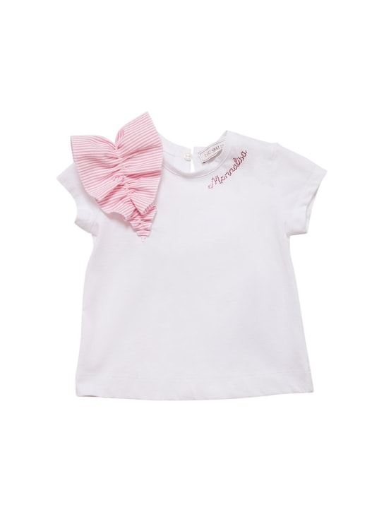 Monnalisa: Cotton jersey t-shirt - White - kids-girls_0 | Luisa Via Roma