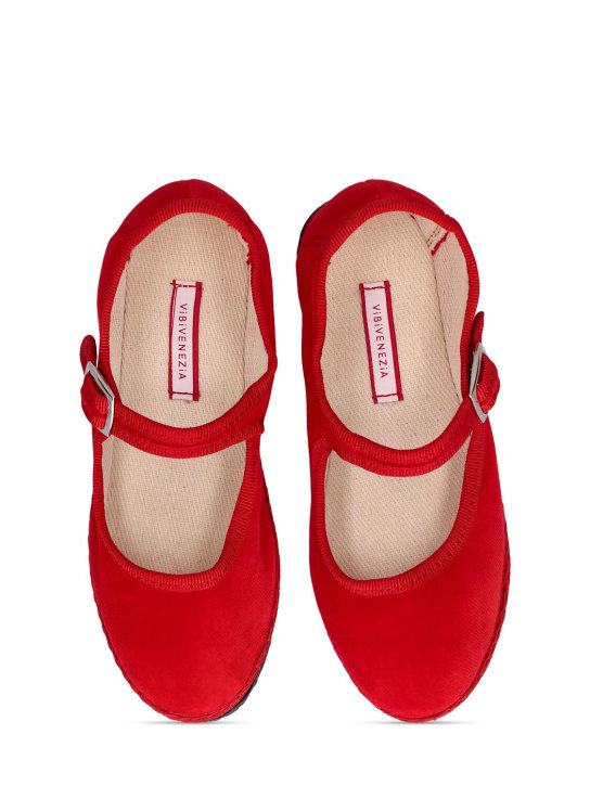 Vibi Venezia: Cotton velvet Mary Jane loafers - Red - kids-boys_1 | Luisa Via Roma