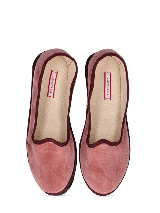 Vibi Venezia: Cotton velvet loafers - Pembe/Bordo - kids-girls_1 | Luisa Via Roma