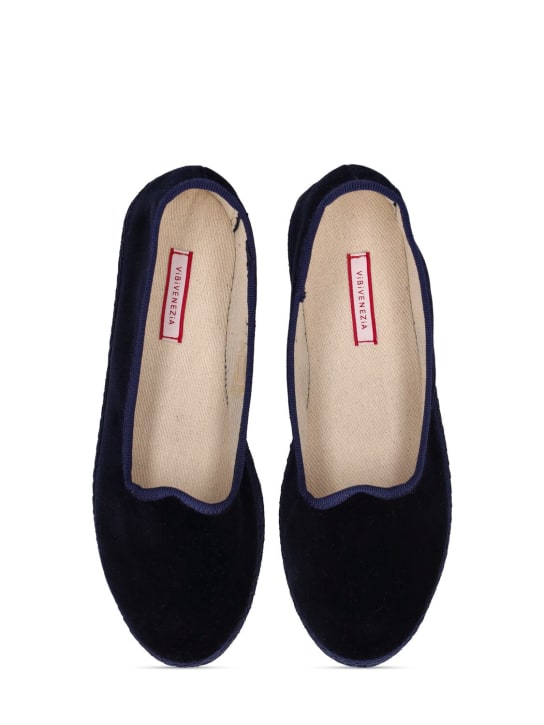 Vibi Venezia: Cotton velvet loafers - Navy - kids-girls_1 | Luisa Via Roma