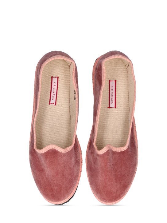 Vibi Venezia: Cotton velvet loafers - Pink - kids-girls_1 | Luisa Via Roma