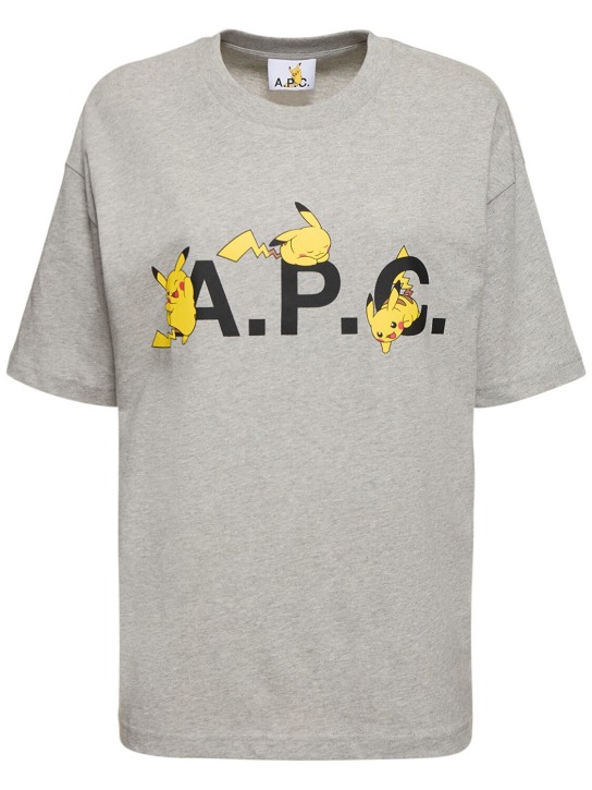 A.P.C.: T-shirt en coton biologique A.P.C. x Pokémon - Gris - women_0 | Luisa Via Roma