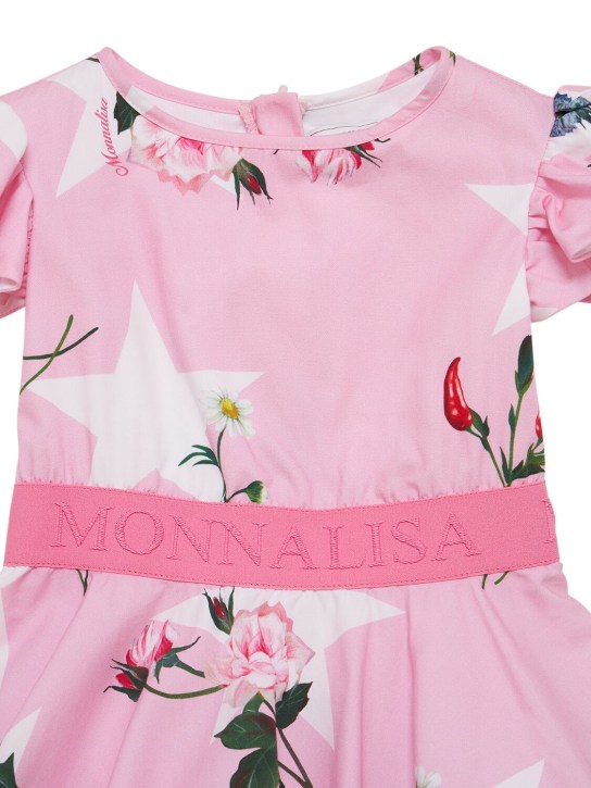Monnalisa: Vestito in popeline di cotone stampato - Rosa/Multi - kids-girls_1 | Luisa Via Roma