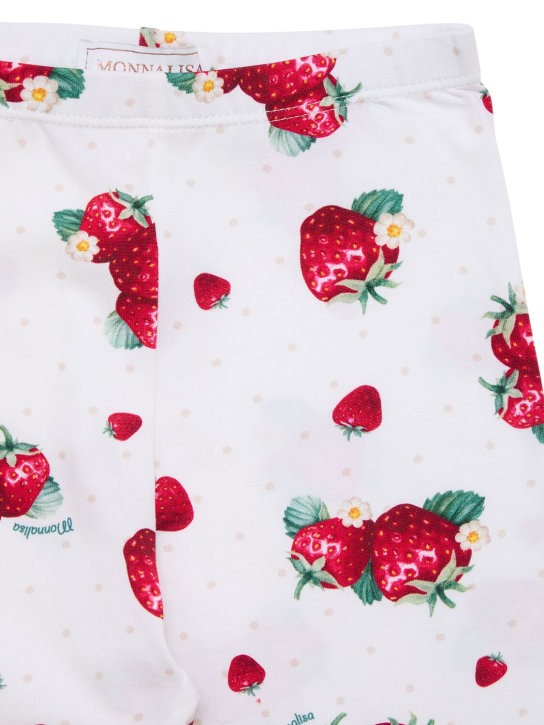 Monnalisa: Printed cotton jersey leggings - Beyaz/Kırmızı - kids-girls_1 | Luisa Via Roma