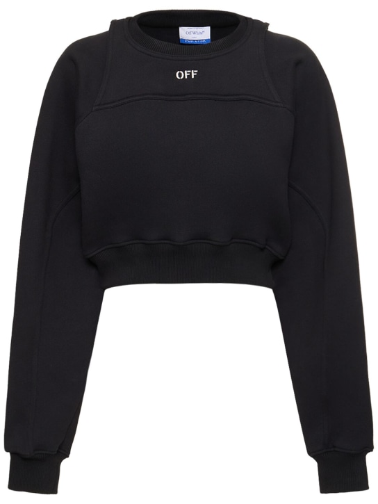 Off-White: Logo crewneck sweater - Siyah - women_0 | Luisa Via Roma