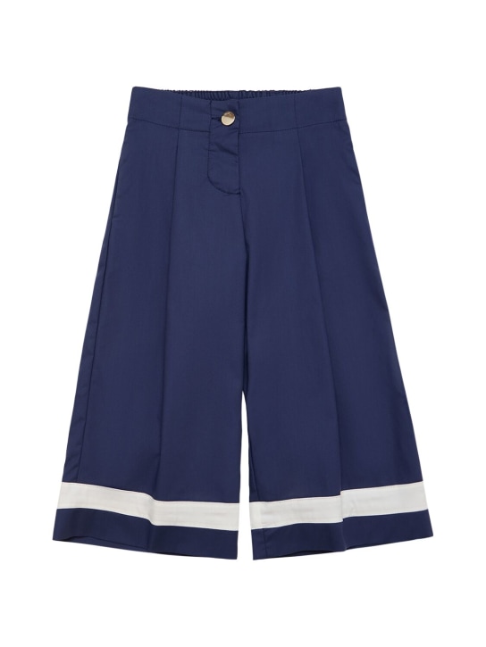 Monnalisa: Pantalon en levantine stretch - Bleu/Blanc - kids-girls_0 | Luisa Via Roma
