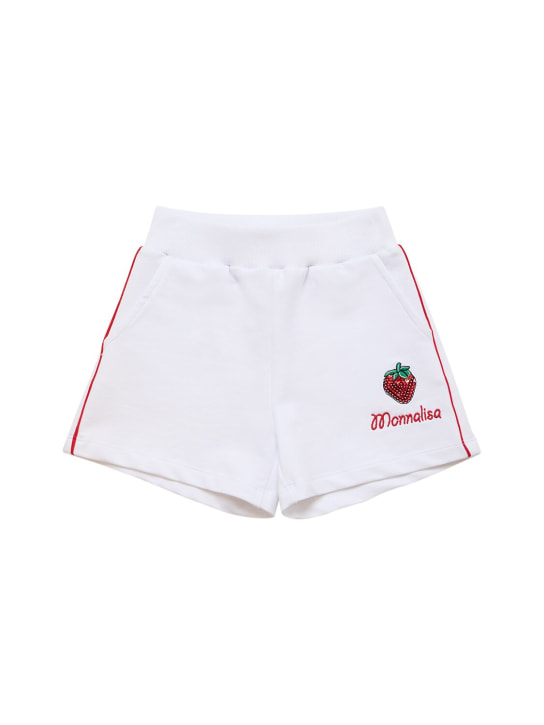 Monnalisa: Cotton blend sweat shorts - White - kids-girls_0 | Luisa Via Roma