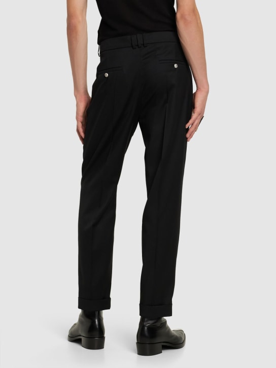 Balmain: Straight tailored wool pants - Black - men_2 | Luisa Via Roma