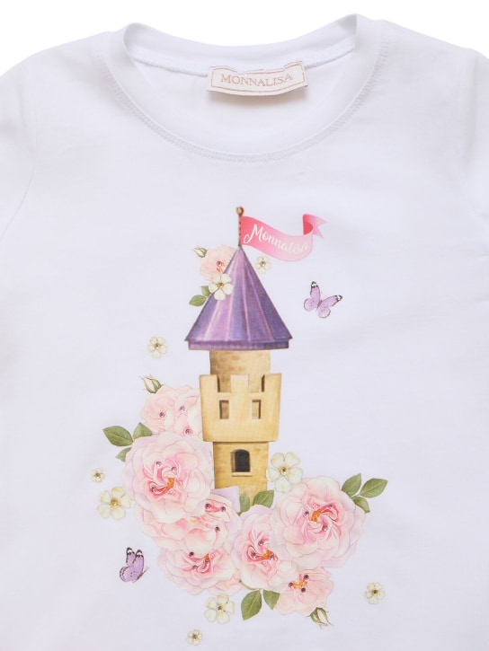 Monnalisa: Rapunzel印花棉质平纹针织T恤 - 白色 - kids-girls_1 | Luisa Via Roma