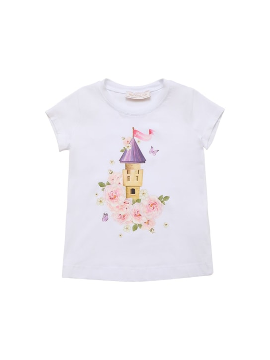 Monnalisa: Rapunzel印花棉质平纹针织T恤 - 白色 - kids-girls_0 | Luisa Via Roma