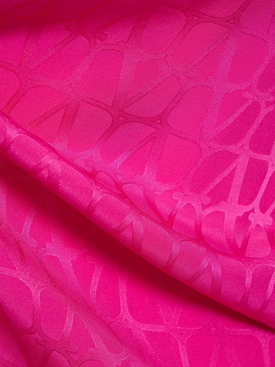 Valentino: Chemise en soie jacquard à logo avec foulard - Pink - women_1 | Luisa Via Roma