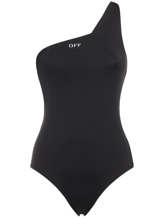 Off-White: Off stamp Lycra one-piece swimsuit - Siyah - women_0 | Luisa Via Roma