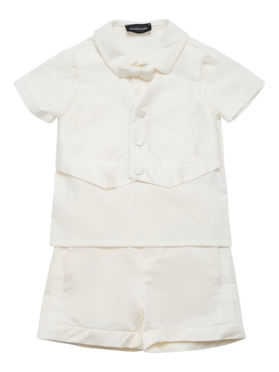 Monnalisa: 棉质平纹针织T恤&短裤 - 米白色 - kids-boys_0 | Luisa Via Roma