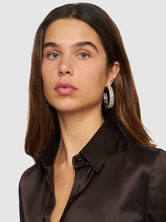 Rosantica: Vetro crystal hoop earrings - Gümüş - women_1 | Luisa Via Roma