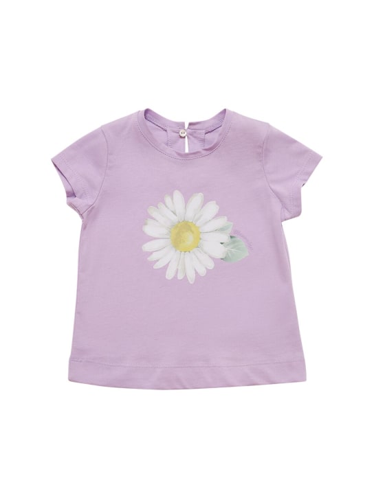 Monnalisa: T-shirt en jersey de coton imprimé - Violet Clair - kids-girls_0 | Luisa Via Roma