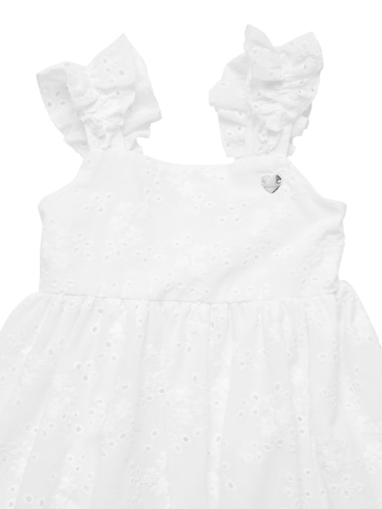 Monnalisa: Embroidery cotton muslin dress - Beyaz - kids-girls_1 | Luisa Via Roma