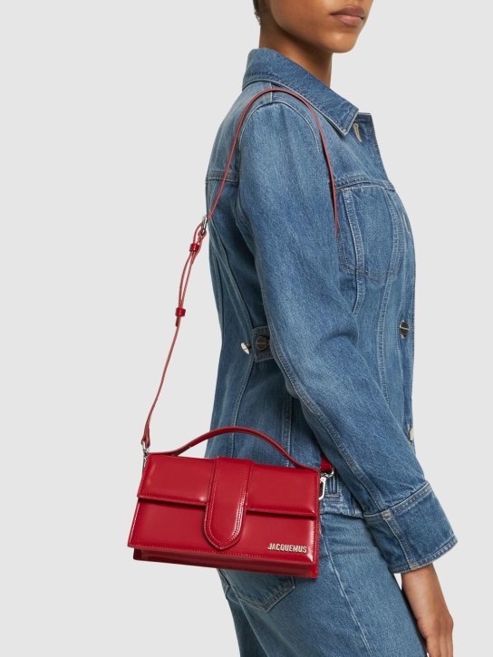 Jacquemus: Le Grand Bambino leather top handle bag - Red - women_1 | Luisa Via Roma