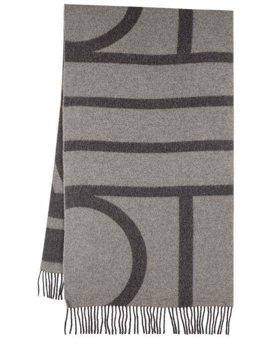 Toteme: Bufanda de lana con monograma jacquard - Grey Monogram - women_0 | Luisa Via Roma
