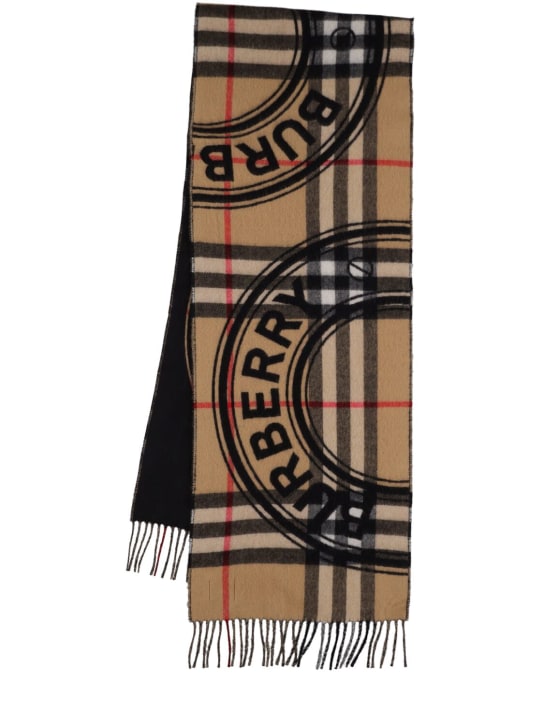 Burberry: Roundel giant Check cashmere scarf - Archive Beige - women_0 | Luisa Via Roma
