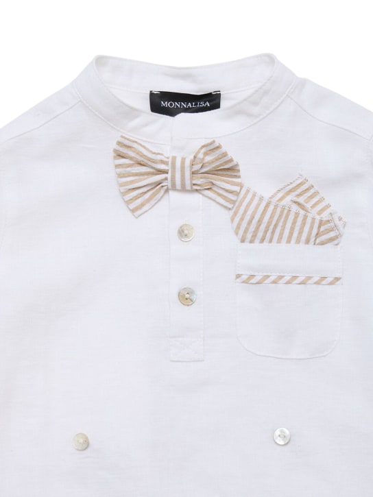 Monnalisa: ストレ���チコットンシャツ＆パンツ - ホワイト/ベージュ - kids-boys_1 | Luisa Via Roma