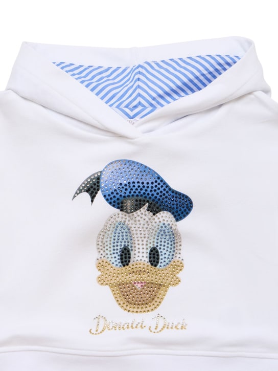Monnalisa: Sweat-shirt en coton biologique imprimé à capuche - Blanc - kids-girls_1 | Luisa Via Roma