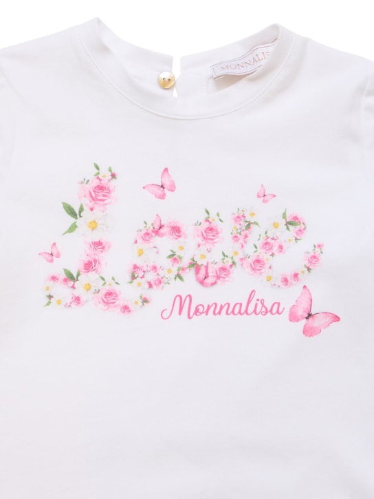 Monnalisa: Printed cotton jersey t-shirt - White - kids-girls_1 | Luisa Via Roma