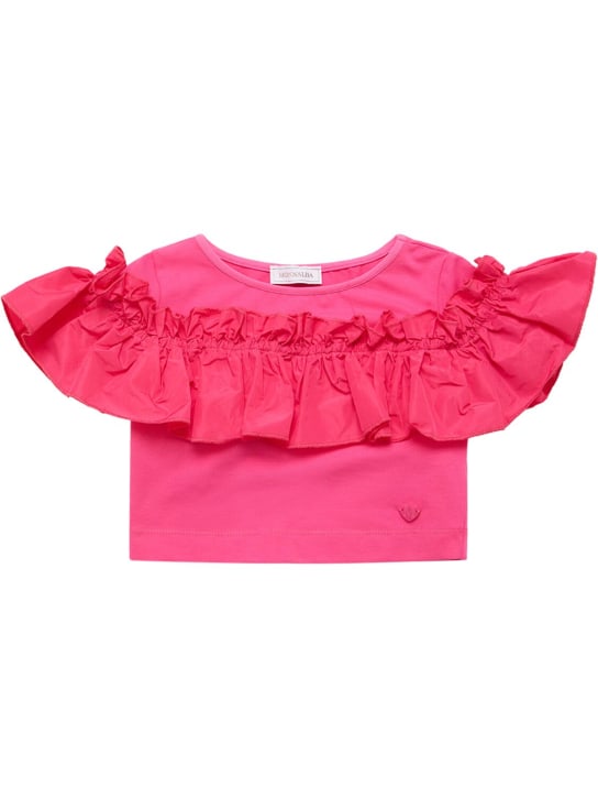 Monnalisa: Cotton jersey top - Fuşya - kids-girls_0 | Luisa Via Roma