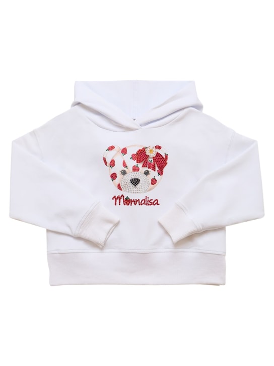 Monnalisa: Sweatshirt aus Baumwollmischfleece mit Druck - Weiß - kids-girls_0 | Luisa Via Roma