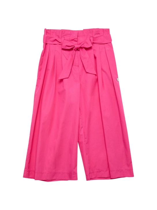 Monnalisa: Cotton poplin pants w/bow - Fuşya - kids-girls_0 | Luisa Via Roma
