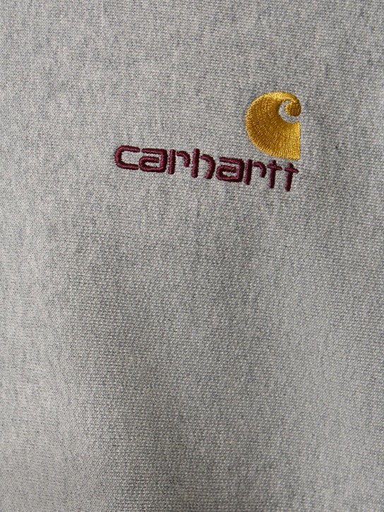 Carhartt WIP: American Script sweatshirt hoodie - Heather Grey - men_3 | Luisa Via Roma