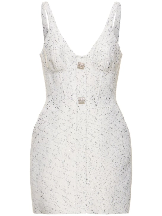David Koma: Sequined bouclé mini dress - White - women_0 | Luisa Via Roma
