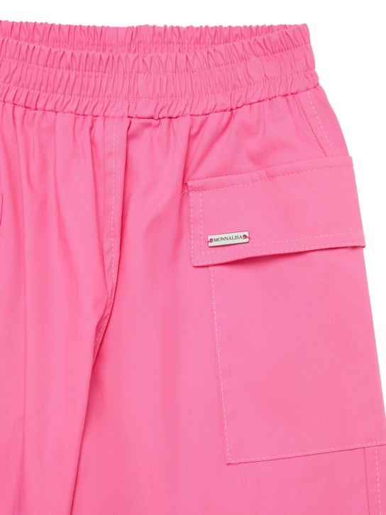 Monnalisa: Cotton blend levantine cargo pants - Pink - kids-girls_1 | Luisa Via Roma