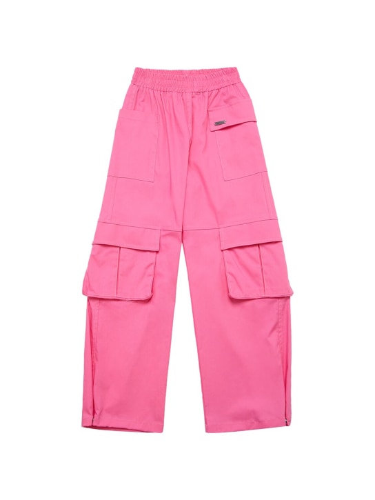 Monnalisa: Cotton blend levantine cargo pants - Pembe - kids-girls_0 | Luisa Via Roma