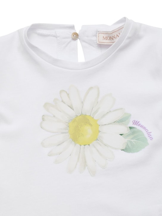 Monnalisa: Printed cotton jersey t-shirt - Beyaz - kids-girls_1 | Luisa Via Roma
