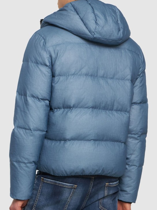 Dsquared2: Doudoune en nylon à logo - Bleu - men_2 | Luisa Via Roma