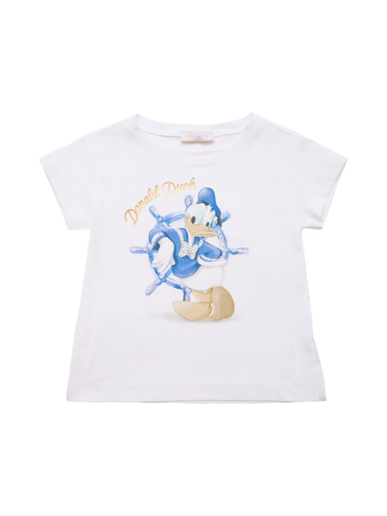 Monnalisa: Printed cotton jersey t-shirt - White - kids-girls_0 | Luisa Via Roma