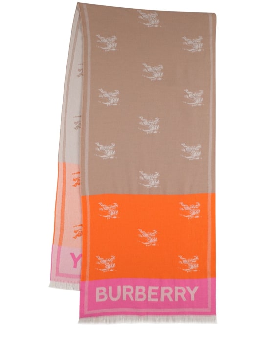 Burberry: Knight printed wool scarf - Archive Beige - women_0 | Luisa Via Roma