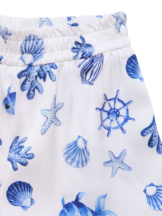 Monnalisa: Shorts in misto cotone stampato - Bianco - kids-girls_1 | Luisa Via Roma