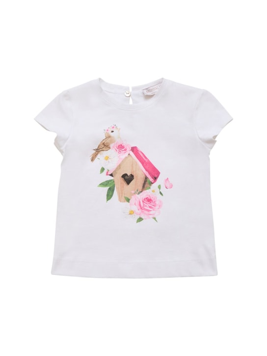 Monnalisa: コットンジャージーTシャツ - ホワイト - kids-girls_0 | Luisa Via Roma