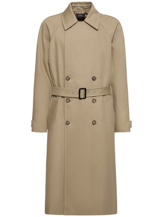 A.P.C.: Trench-coat en coton et laine - Beige - men_0 | Luisa Via Roma