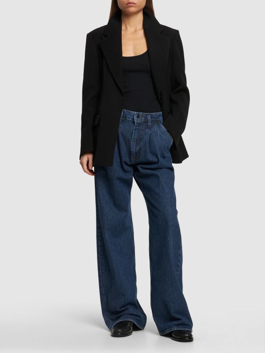 ANINE BING: Carrie cotton denim wide pleated jeans - women_1 | Luisa Via Roma